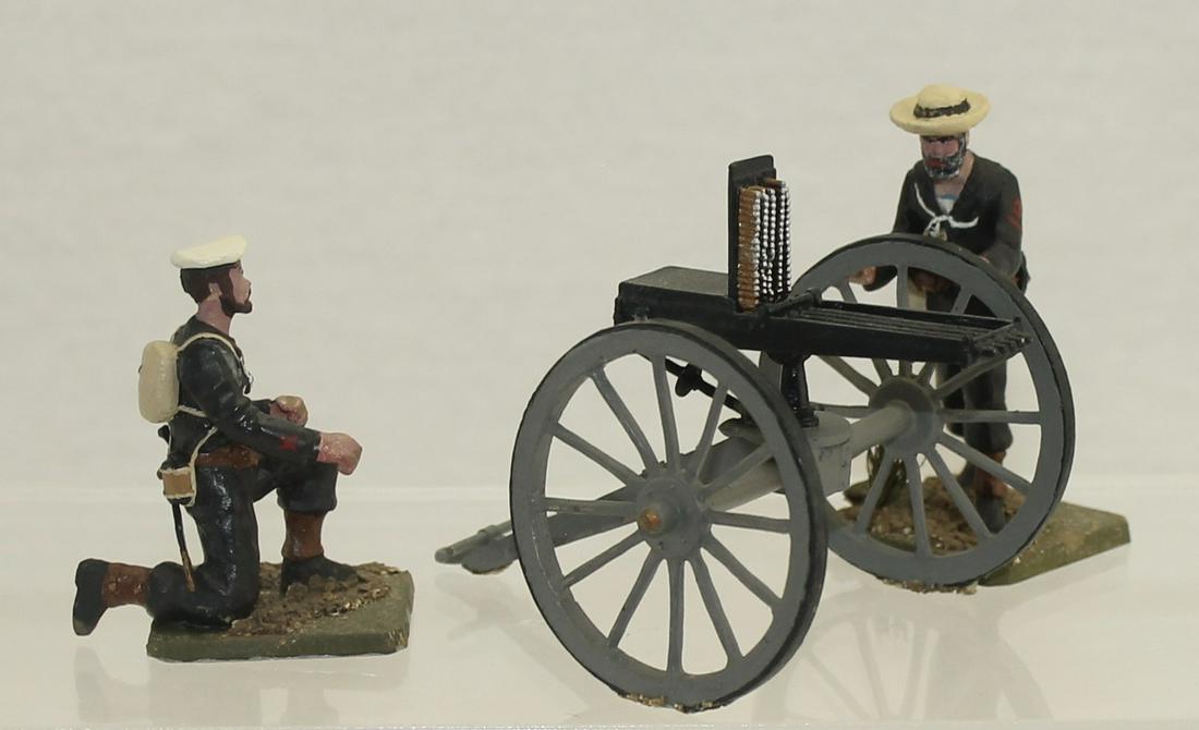 Royal Navy Landing Party: With Gardner Gun. Cavalier LTD Castings. Figures Removed From Diorama. 3 Pieces. Condition Good to Very Good. Glue Residue on Bases. No Box.
