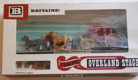 Britains Plastic Set # 7615 - Box: Britains Plastic Set # 7615 Overland Stage Coach with Driver Passengers and Luggage in Original Box.