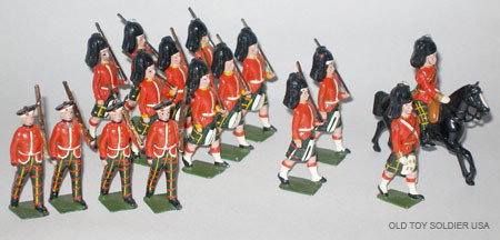 Britains From Set # 77 and #2168 #1323 # 212: Britains From Set # 77 and Picture Packs #2168 Gordon Highlanders at the Slope with Mounted and Foot Officers, 10 Highlanders From Set 1323 Seaforth Highlanders Marching, 2 and From Set # 212 Royal Sc