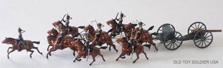 Britains Set # 39 Royal Horse Artillery Gun Team: Britains Set # 39 Royal Horse Artillery Gun Team with Escort, Collar Harness. Pre War- Unboxed. 13 Pieces.