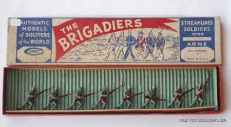 Comet Kings African Rifles - Box: Comet Kings African Rifles Charging with Original Box (Incorrect description on end label). Post War. 8 Pieces.