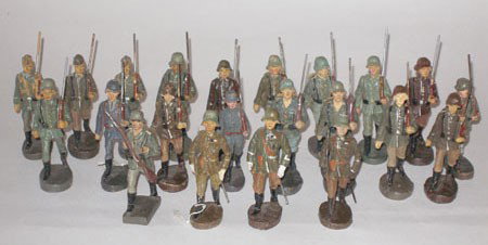 7 Elastolin, Lineol Composition World War II Germ: 7 Elastolin and Lineol Composition World War Two Germans Marching with Officers Pre War- Unboxed.