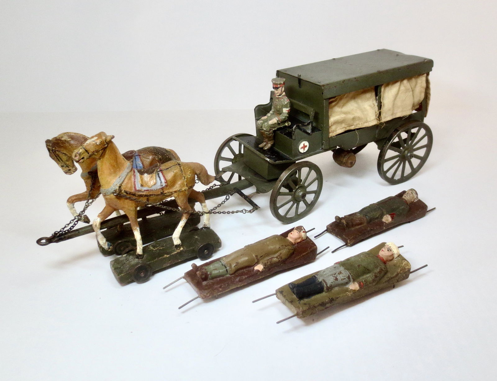 Tin Ambulance with Composition Wounded (1 of 2)
