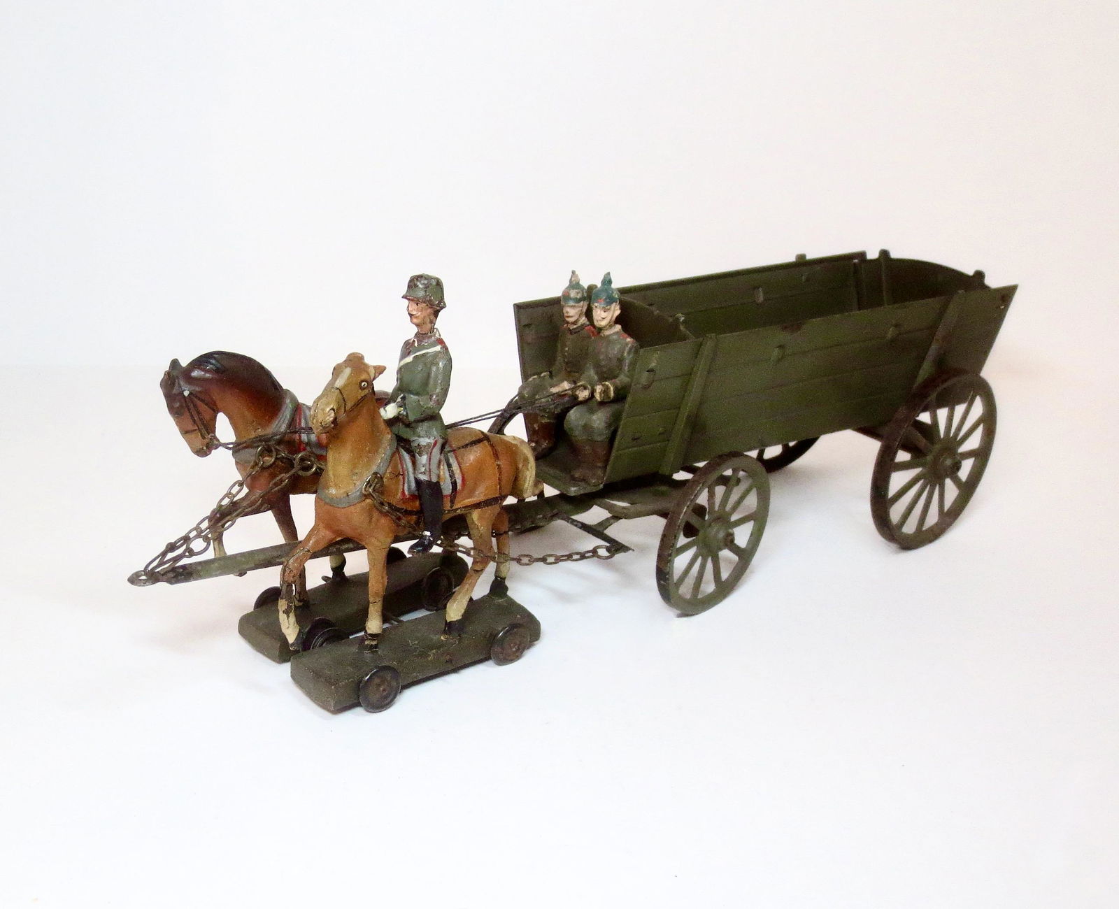 Lineol Composition & Tin Horse Drawn Wagon (1 of 1)
