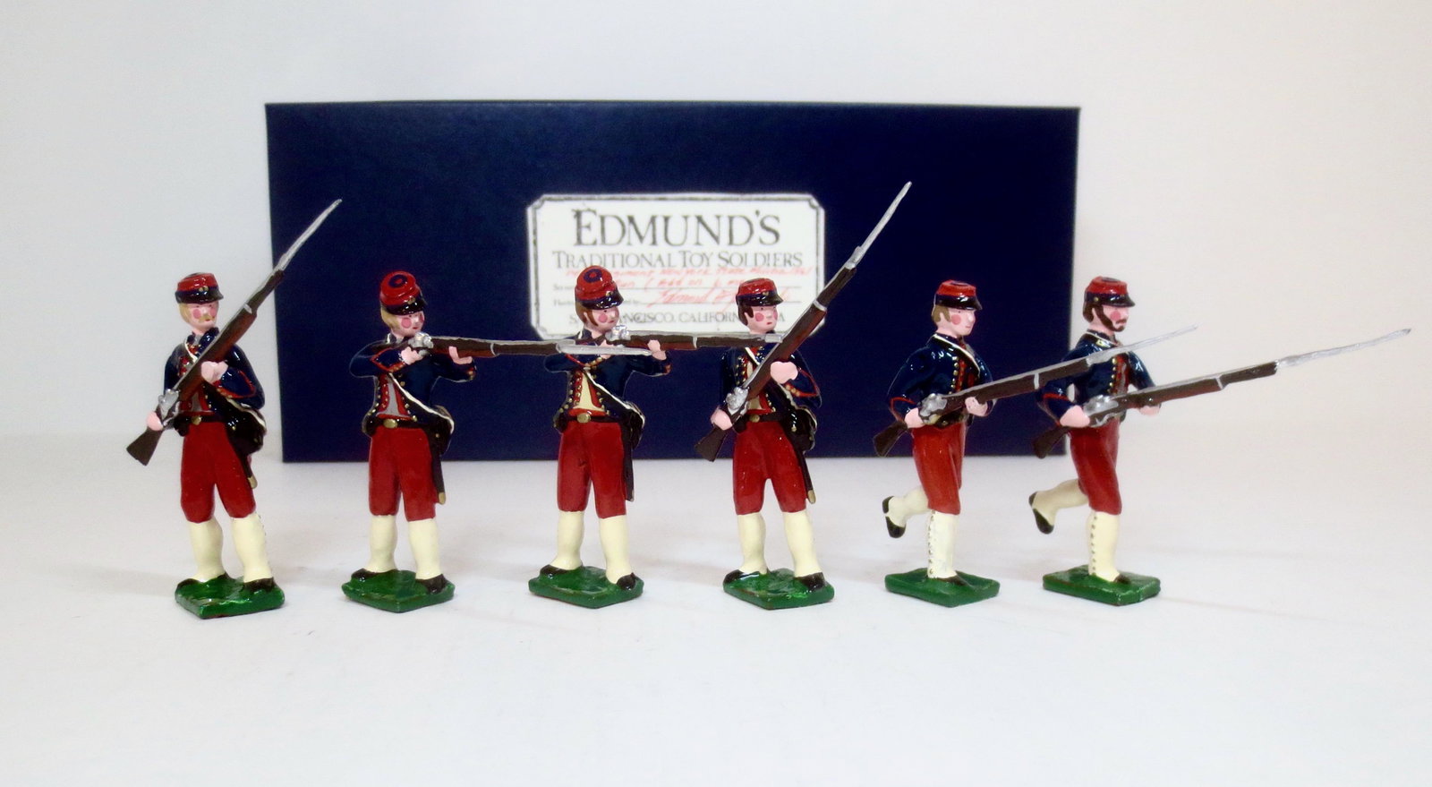 Edmunds 14th Regiment New York State Militia: At Bull Run. 6 pieces. Mint to near mint condition (one missing bayonet). Box excellent.