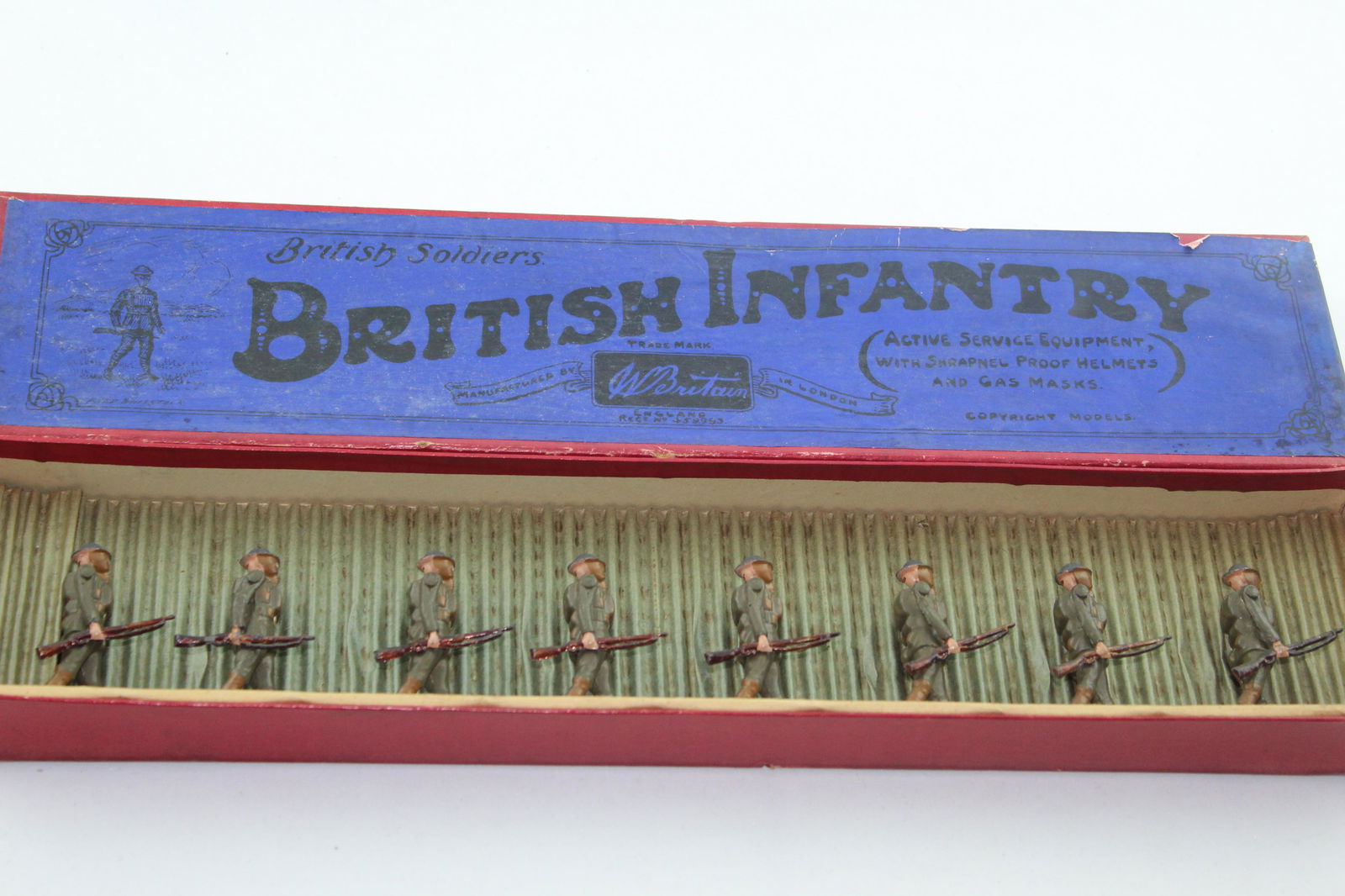 Britains #258 British Inf. in helmets, gas masks (1 of 1)