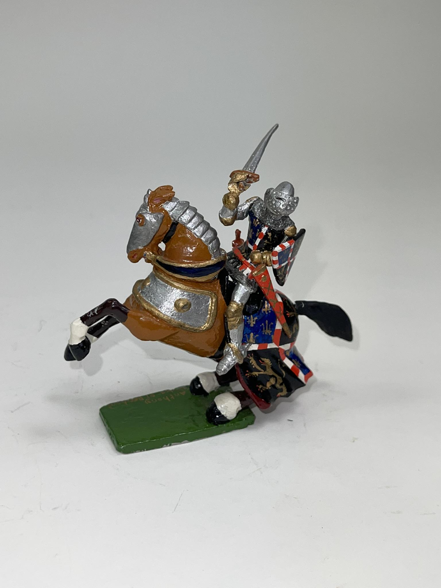 William Kingsman Anthony The Duke of Brabant: 1 piece 54mm. In good condition with some light paint chips to the horse. Rider is separate with a movable visor. Marked No. 24, September 1985 on the underside of the base.