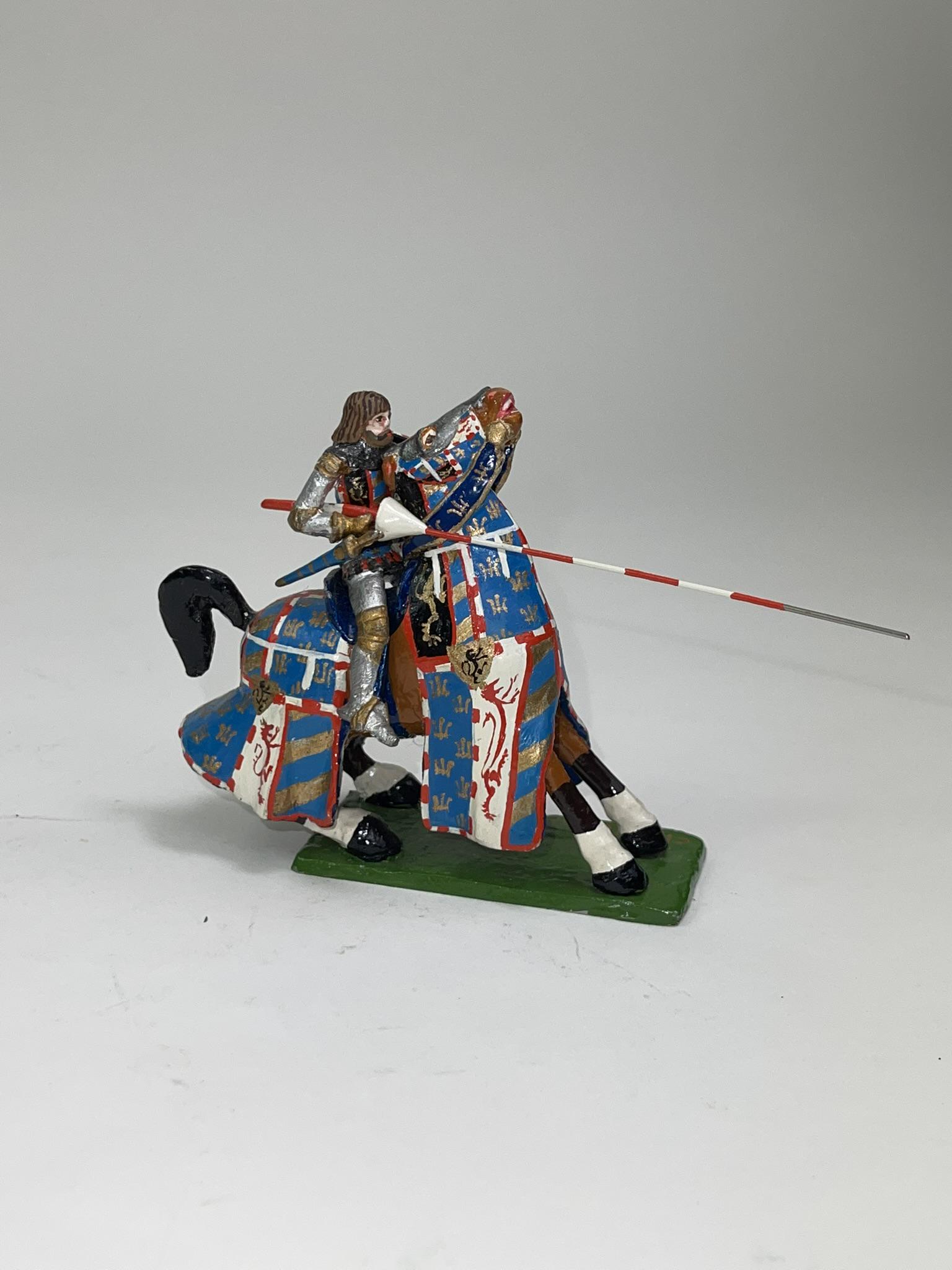 William Kingsman Charles of Burgundy: 1 piece 54mm. In very good condition. Rider is separate, the lance is loose. Marked No. 37 on the underside. March 1987.