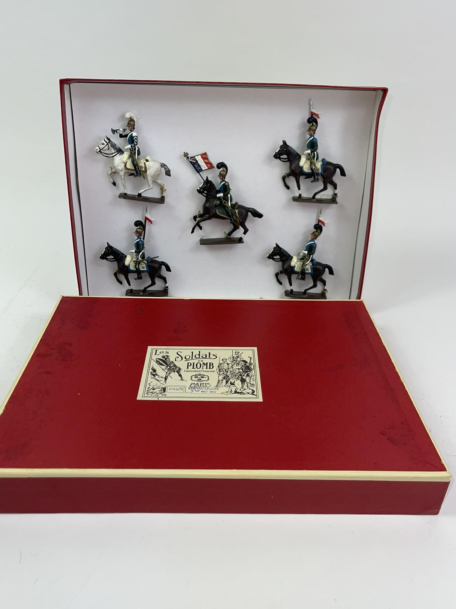 Mignot Chevau-Legers: 5 pieces in excellent condition, still tied to the card in original box.