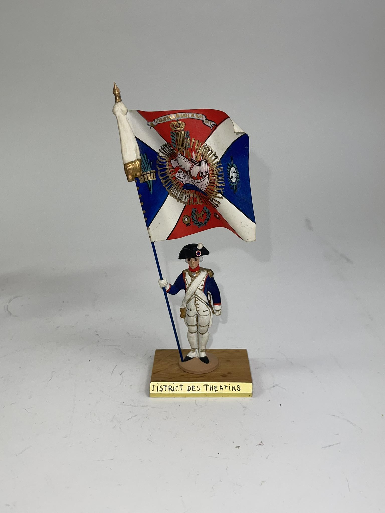 Auger District Des Theatins Flag Bearer: 1 piece in excellent condition, mounted on wooden plinth.