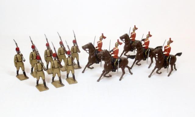 Britains #225 King's African Rifles: And reproduction solid cast #44 Queen's Bays. 13 pieces. Near mint condition. Unboxed.