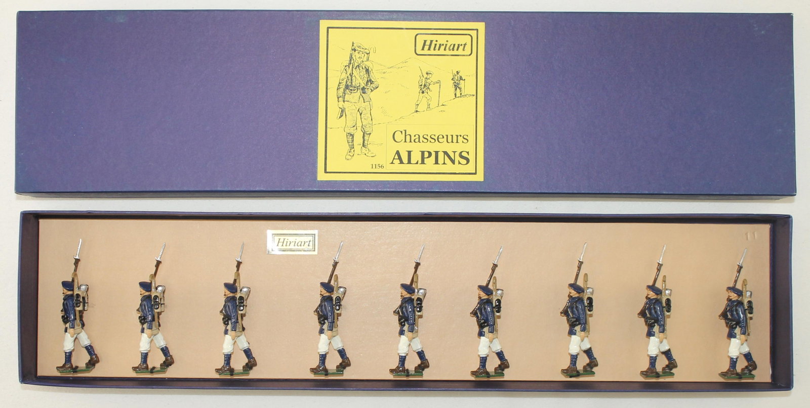 Hiriart Set 1156 French Mountain Infantry: Chasseurs Alpins. 9 Pieces. Condition Mint in Box. Box Excellent.