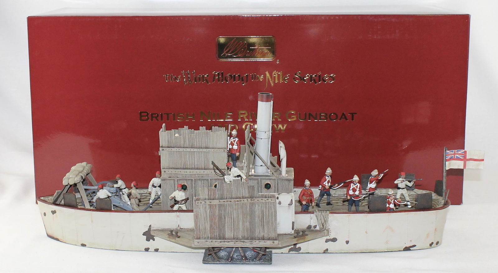 Britains Set 27043 Nile River Gun Boat with Crew: War Along the Nile River Series. Includes 2 Royal Navy Crew, 3 Egyptian Infantry, Krupp Gun with 4 man Egyptian Gun Crew and 6 British Royal Sussex Regiment Infantry. Limited Edition #42 of 400 with C