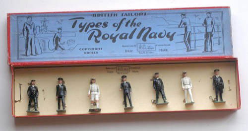 Britains Set # 1911 Officers, Petty Officers - Roy: Britains Set # 1911 Officers and Petty Officers of the Royal Navy in Original Types of The Royal Navy Box- Untied Post War. 7 Pieces.