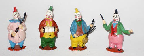 Timpo Circus, Clown Band: Timpo Circus, Clown Band Post War. 4 Pieces. Unboxed.