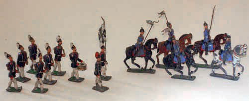 Heyde Austrian/ Prussian Infantry and Lancers.: Heyde Austrian/ Prussian Infantry and Lancers. 4 Lancers and Officer and Infantry with Officer Drummer and Flag Bearer. Pre War