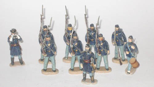 William Grant. US Civil War Union Troops - Officer: William Grant. Unique One of a Kind Items by Well Known Massachusetts Collector, William Grant. US Civil War Union Troops with Officer and Drummer - Unboxed. 10 Pieces.