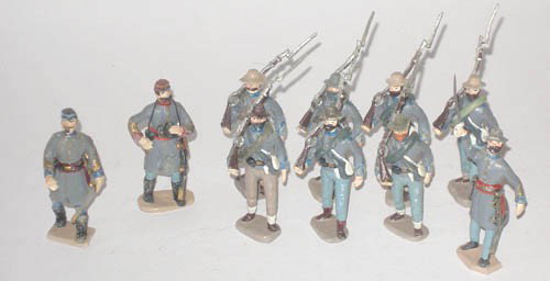 William Grant US Civil War Confederate Troops- Off: William Grant. Unique One of a Kind Items by Well Known Massachusetts Collector, William Grant with Officer. US Civil War Confederate Troops with Officer and Drummer - Unboxed. 10 Pieces.