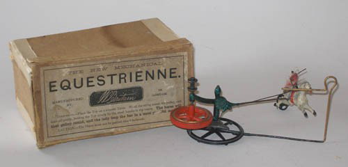Britains VERY RARE EARLY Toy.: Britains VERY RARE EARLY Toy. Equestrienne with Fairy and Fly Wheel Mechanism with Original Box. Pre War.