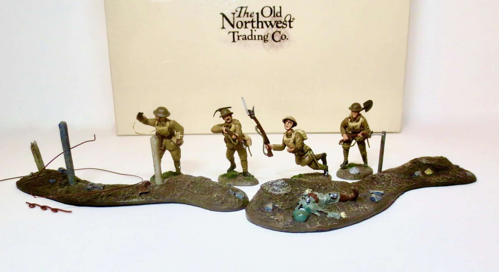 Old Northwest Trading Co. #TGW009 "The Pals": 4 Tommies Advancing. 6 pieces. Near mint condition (one broken bayonet). Box excellent.