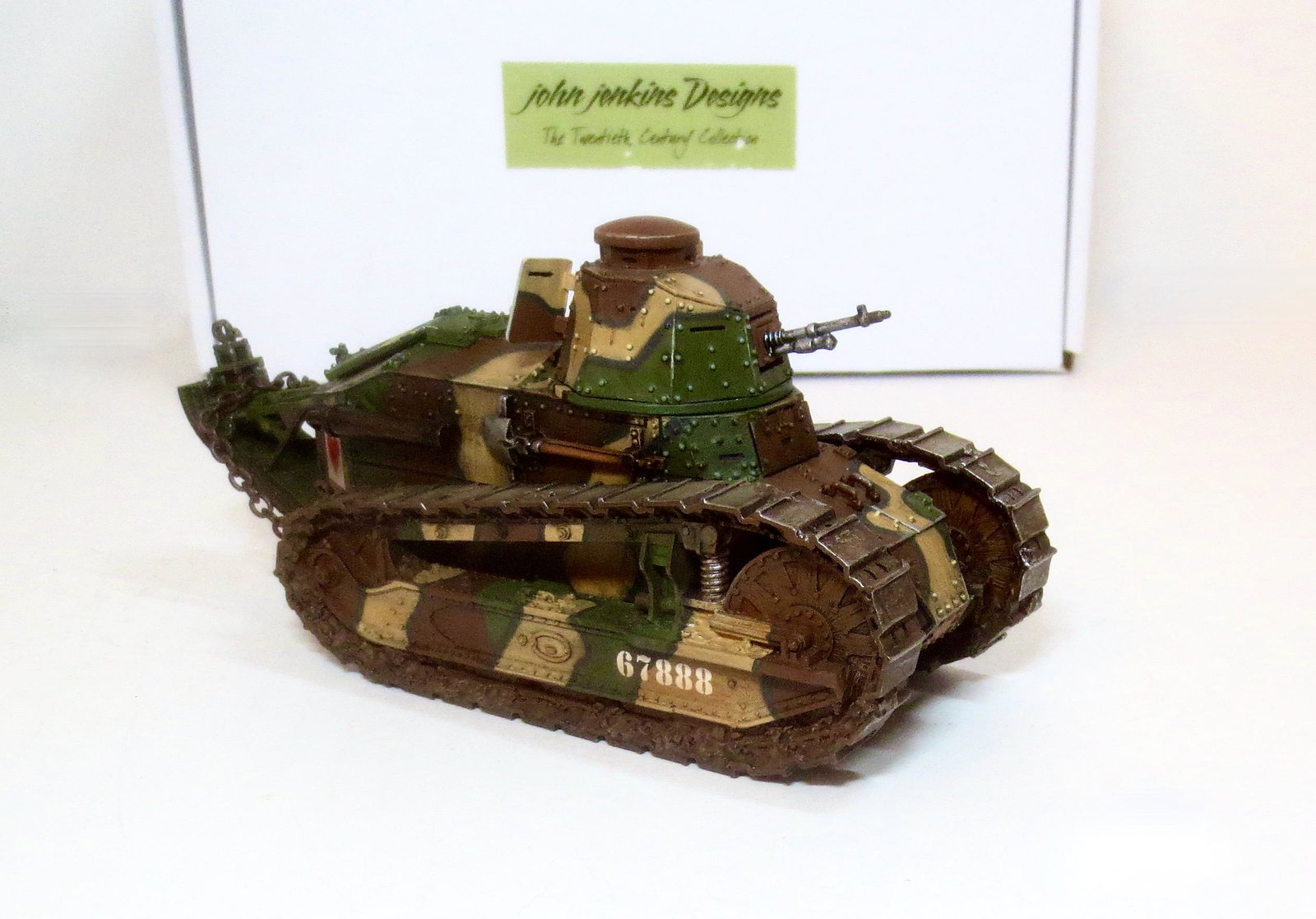 John Jenkins #GWF07H Renault Field Tank: Berliet "Omnibus" Turret with Hottchkiss 8mm Machine Gun. 6.5" long. Mint condition. Box excellent.