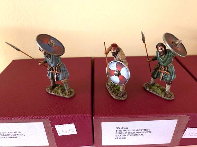 John Jenkins - The Age of Arthur: John Jenkins The Age of Arthur Anglo Saxon/Danes - SX-25A Saxon Fyrdman (1 pc), SX-24A Saxon Fyrdman (2 pcs), SX-25B Saxon Fyrdman (1 pc). Mint in Box.