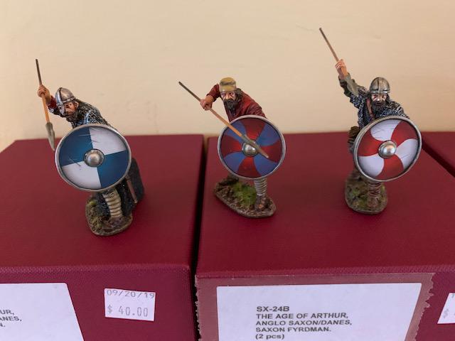 John Jenkins - The Age of Arthur: John Jenkins The Age of Arthur Anglo Saxon/Danes - SX-15B Saxon Fyrdman (2 pcs), SX-24B Saxon Fyrdman (2 pcs), SX-28A Saxon Fyrdman (2 pcs). Mint in Box.