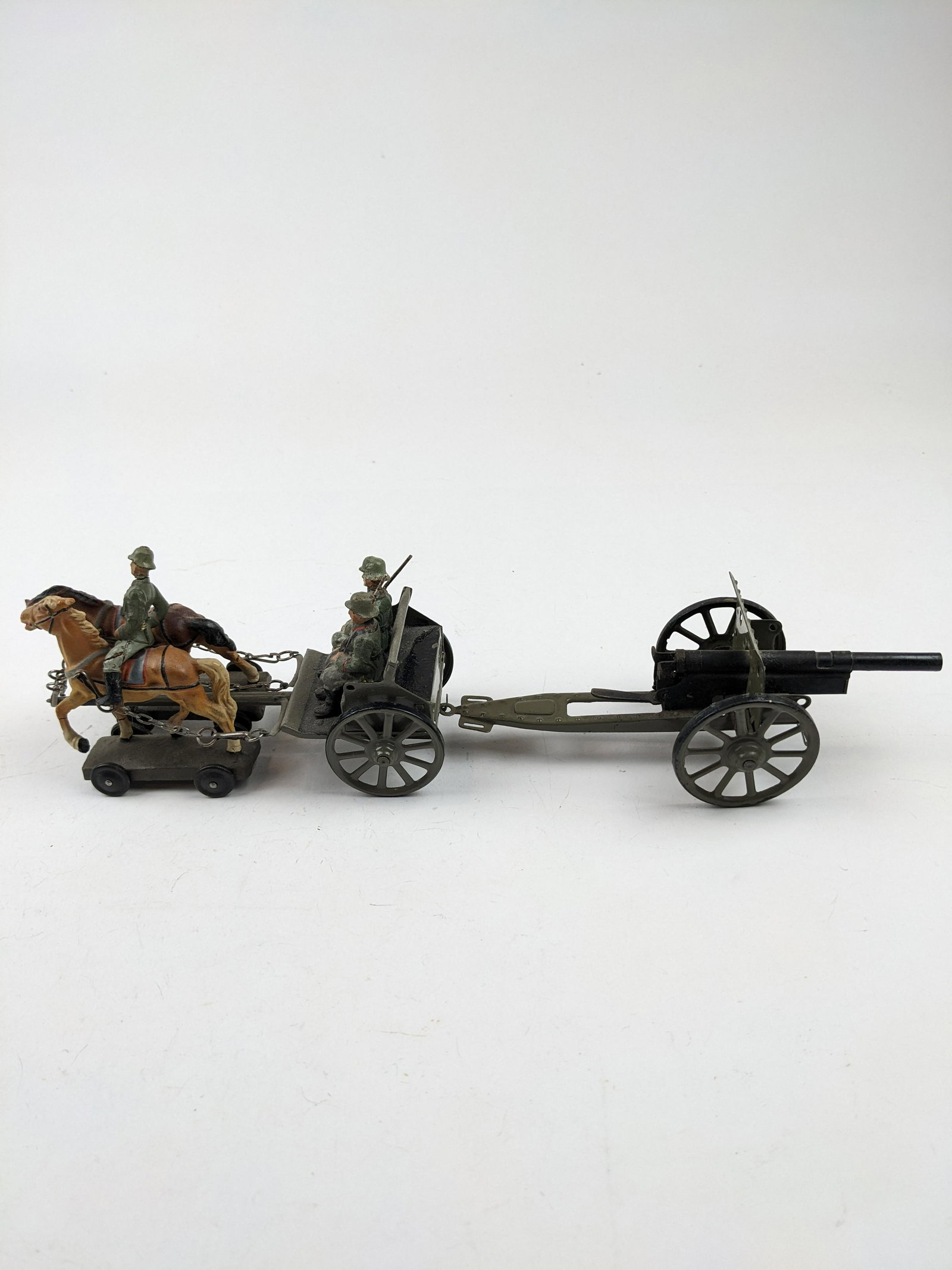 Lineol German Gun Team 6.5cm: 6 Pieces Condition Very Good