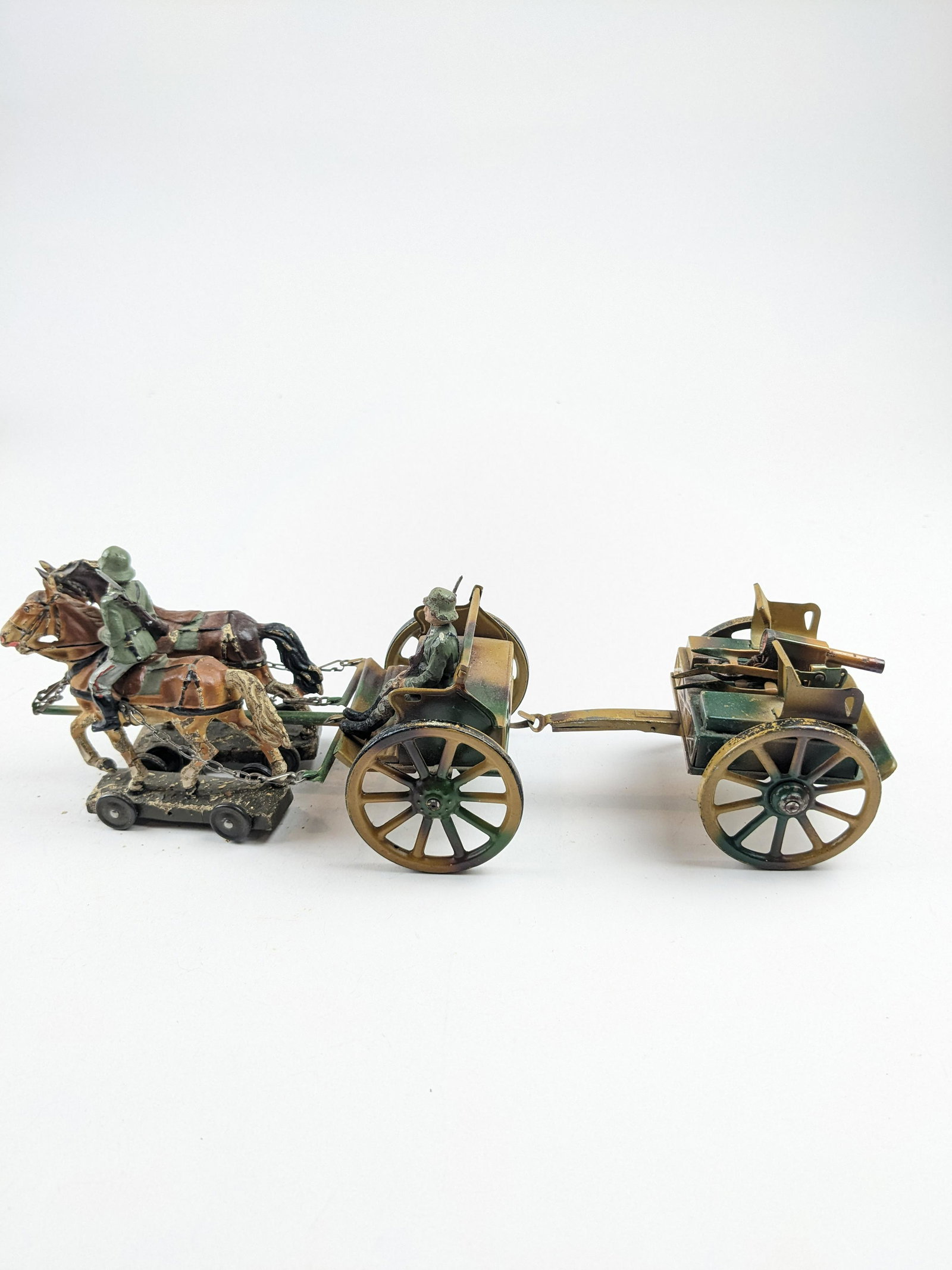 Lineol German Horse Drawn Machine Gun Camo: 6 Pieces Condition Very Good