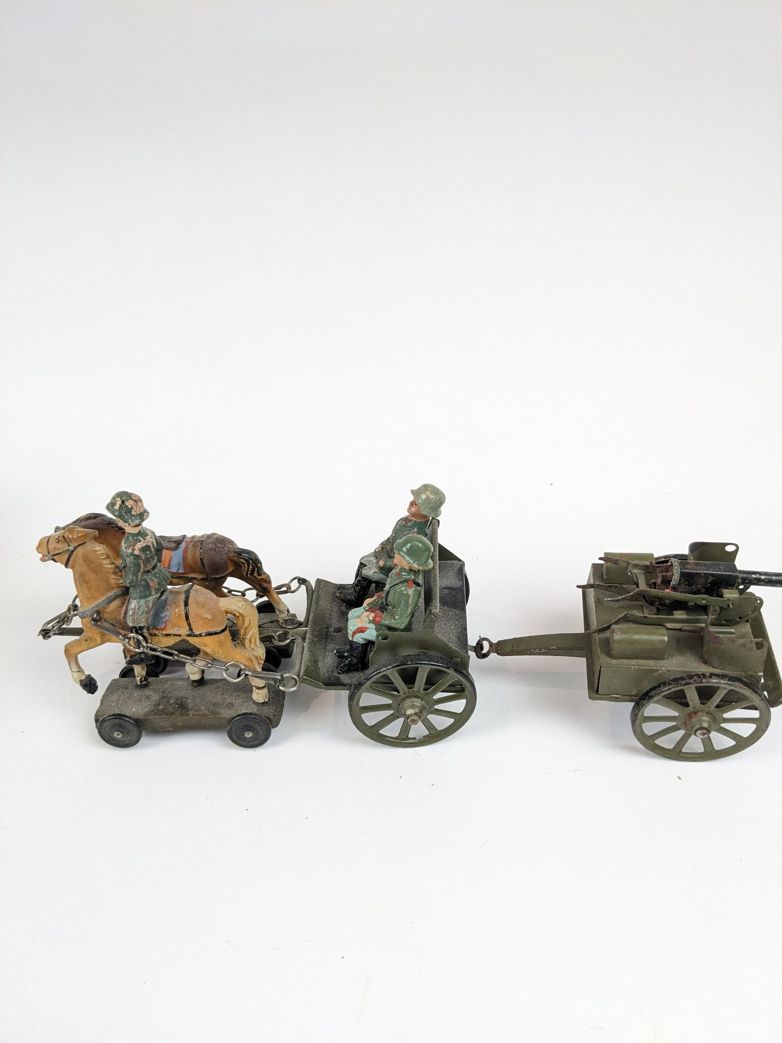 Lineol German Horse-drawn Machine Gun 6.5cm: 7 Pieces Condition Good To Very Good