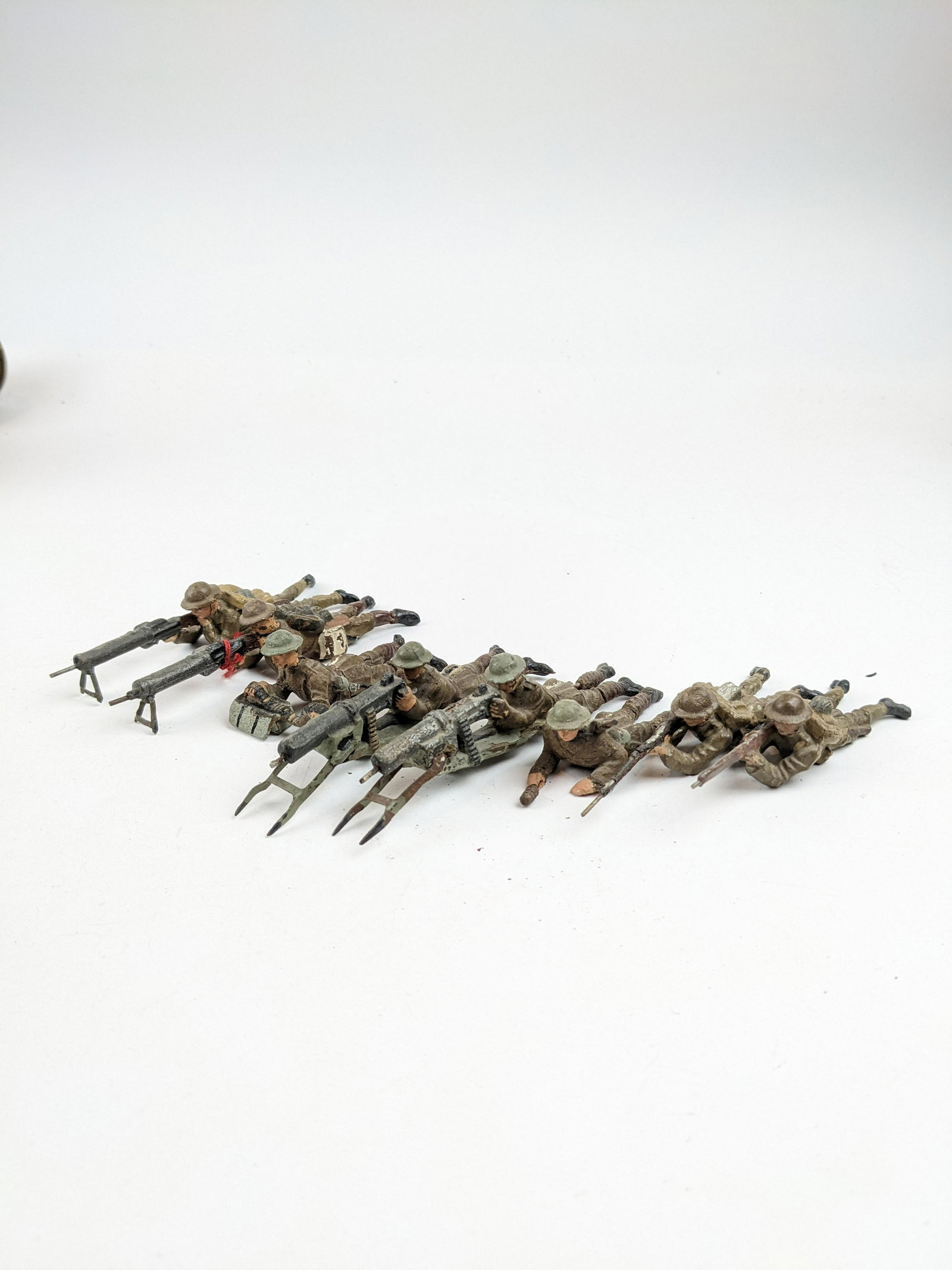 Lineol British Steel Helmet Machine Gun Crews: 8 Pieces Condition Good