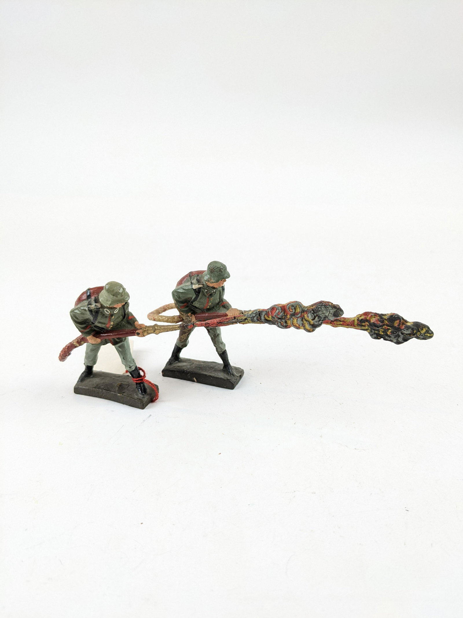 Lineol Germans With Flame-throwers: 2 Pieces Condition Good