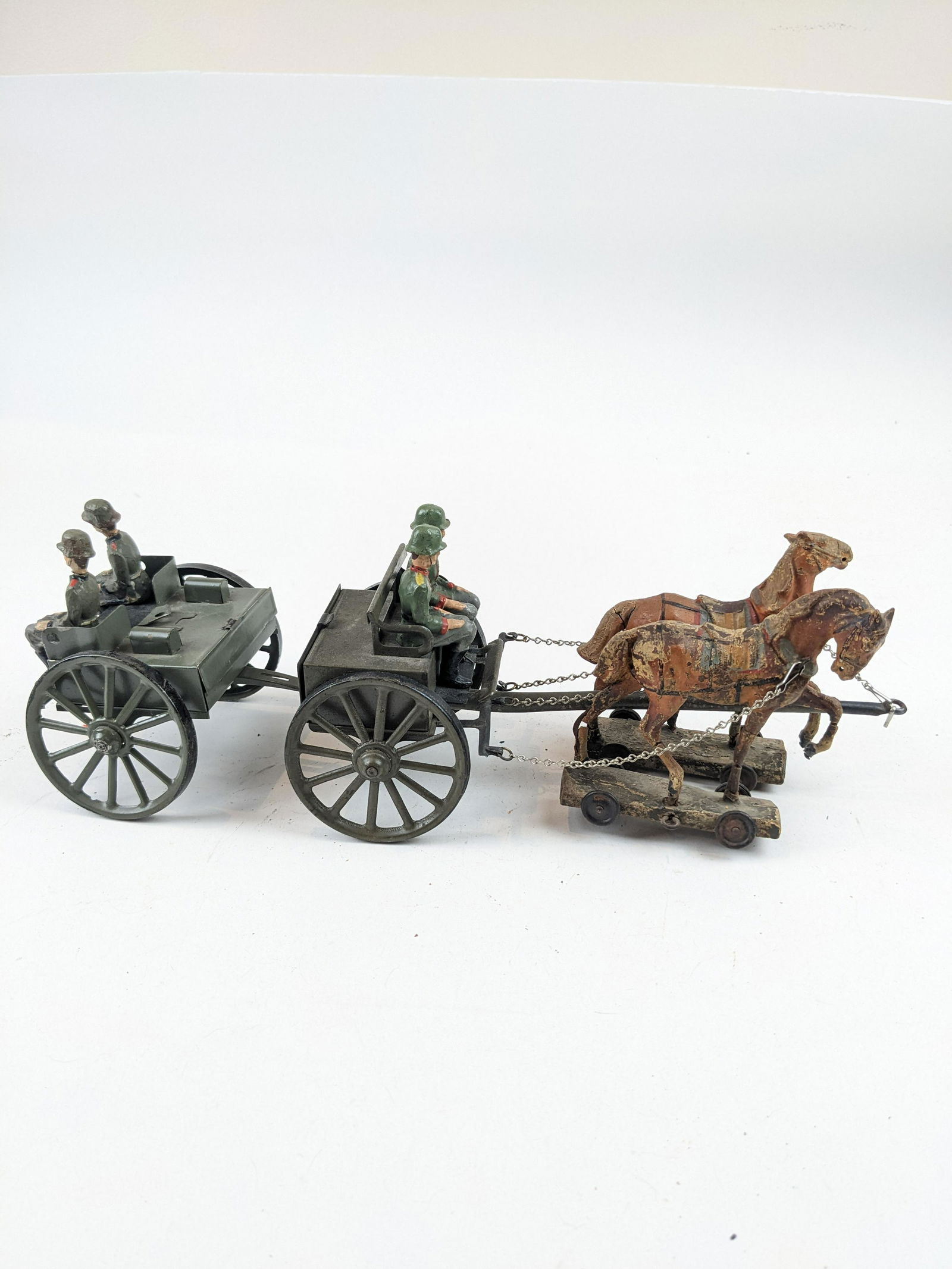 Elastolin German Horse-drawn Double Cart 9cm (1 of 1)