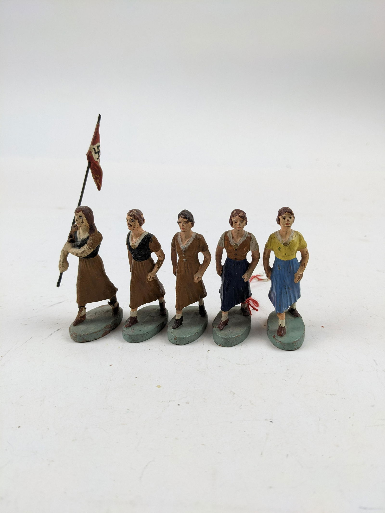 Elastolin German  Political Youth Girls W/Flag (1 of 1)