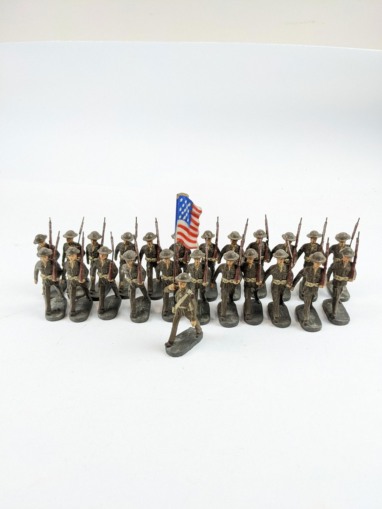 Elastolin U.S. Steel Helmet Marching W/Flag (1 of 1)