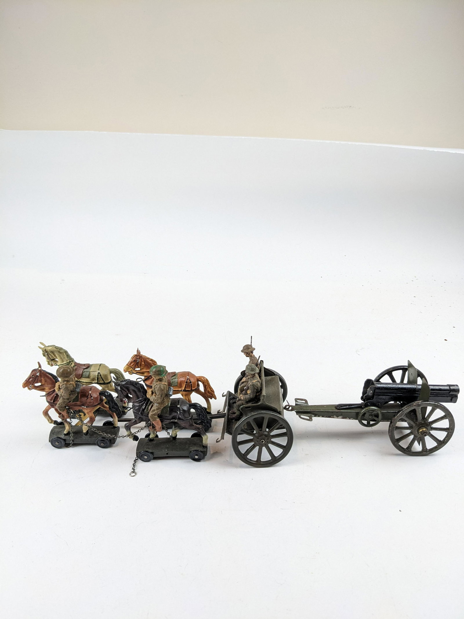 Lineol U.S. Steel Helmet Horse-drawn Gun Team: 8 Pieces Condition Good To Very Good