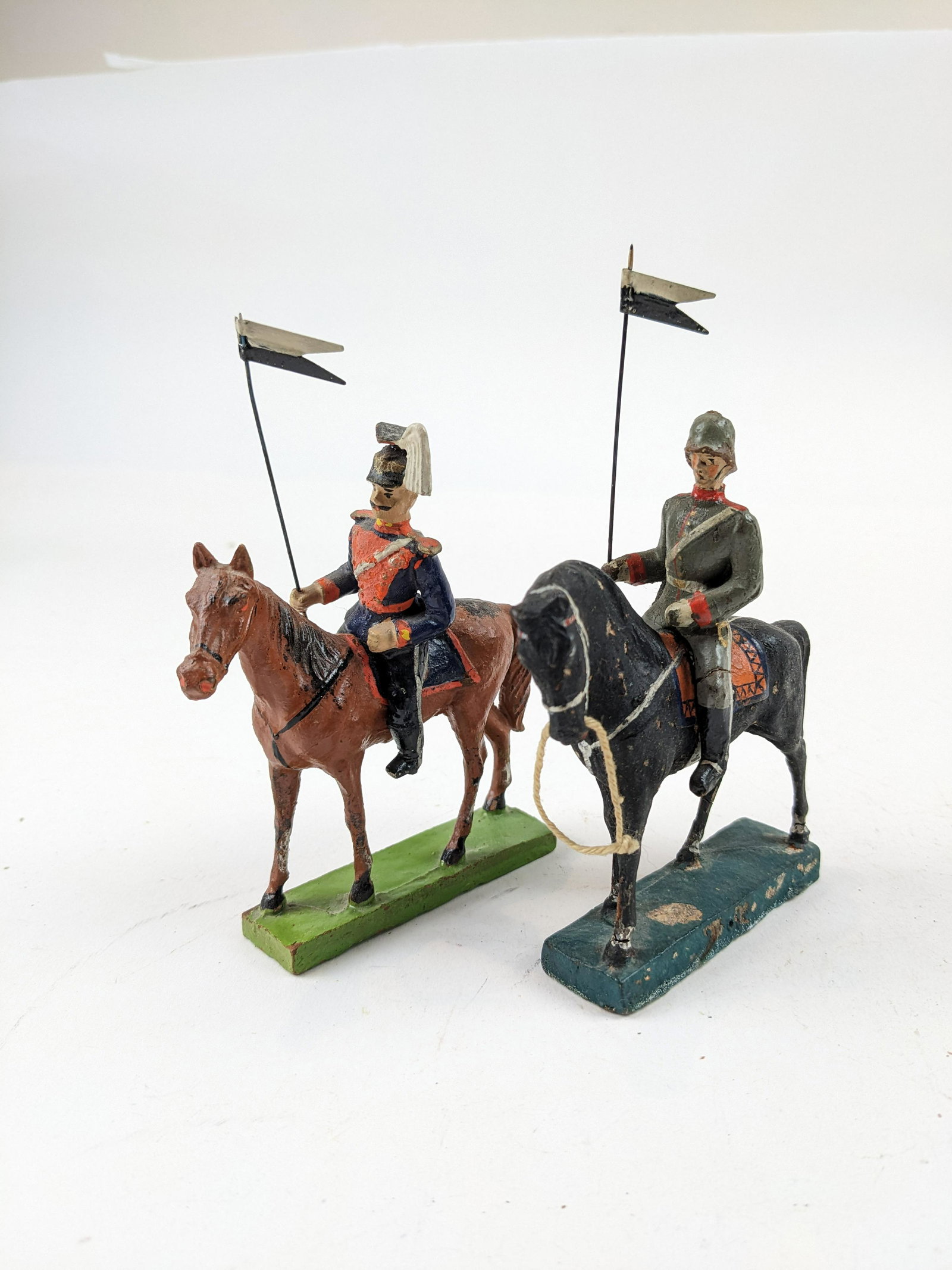 Lineol German Lancers 9cm: 2 Pieces Condition Fair To Good (Some Overpainted)