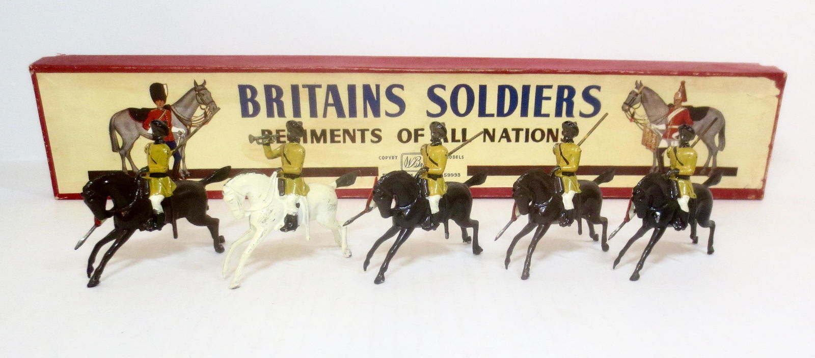 Britains #47 Skinner's Horse: Post war issue. 5 pieces. Excellent condition. Box very good (side label missing number).