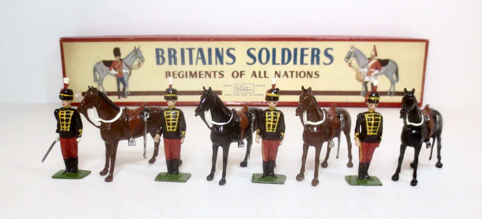 Britains #182 Prince Albert's Own 11th Hussars: Dismounted. Post war issue. Mint to near mint condition. Box excellent.