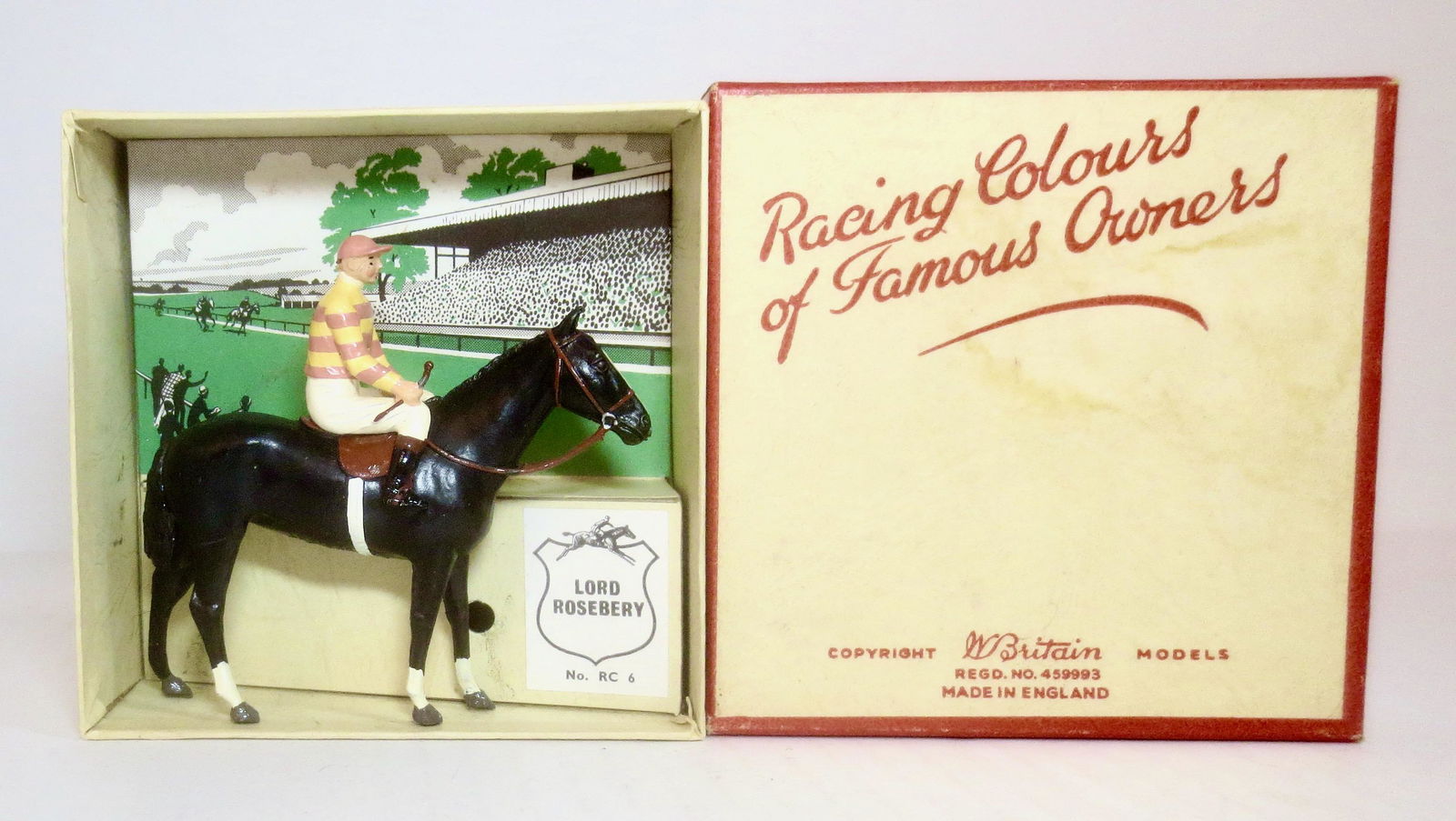 Britains #RC6 Racing Colours of Famous Owners: Lord Rosebery. 2 pieces. Near mint condition. Loose in box. Box excellent.