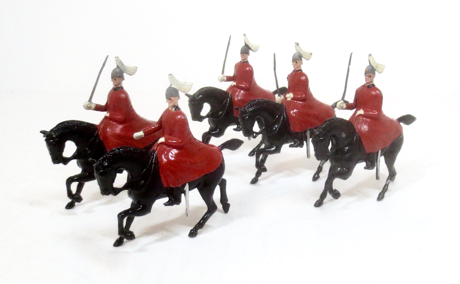 Britains #400 Lifeguards in Winter Cloaks: Post war issue. 5 pieces. Excellent condition. Unboxed.