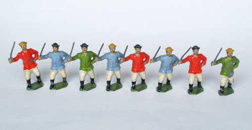 Britains Set #241. Chinese Infantry: Britains Set #241. Chinese Infantry Pre War. Unboxed. 8 Pieces.