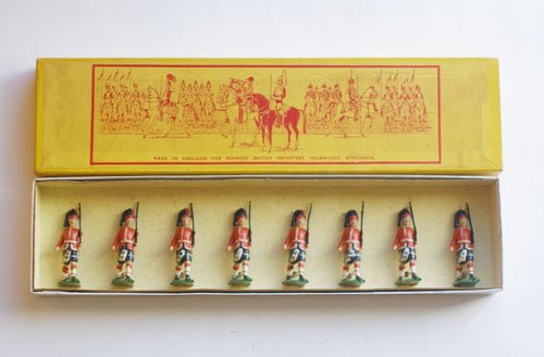 John Hill- Johillco Argyle and Sutherland Highland: John Hill- Johillco Argyle and Sutherland Highlanders Marching Post War. Tied in Original Midwest British Importers Box. 8 Pieces.