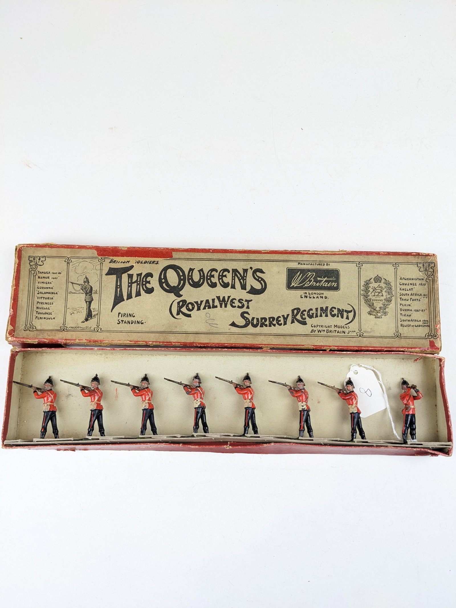 Britains #121 Royal West Surrey Regiment (firing): 8 Pieces Condition Very Good Box Good