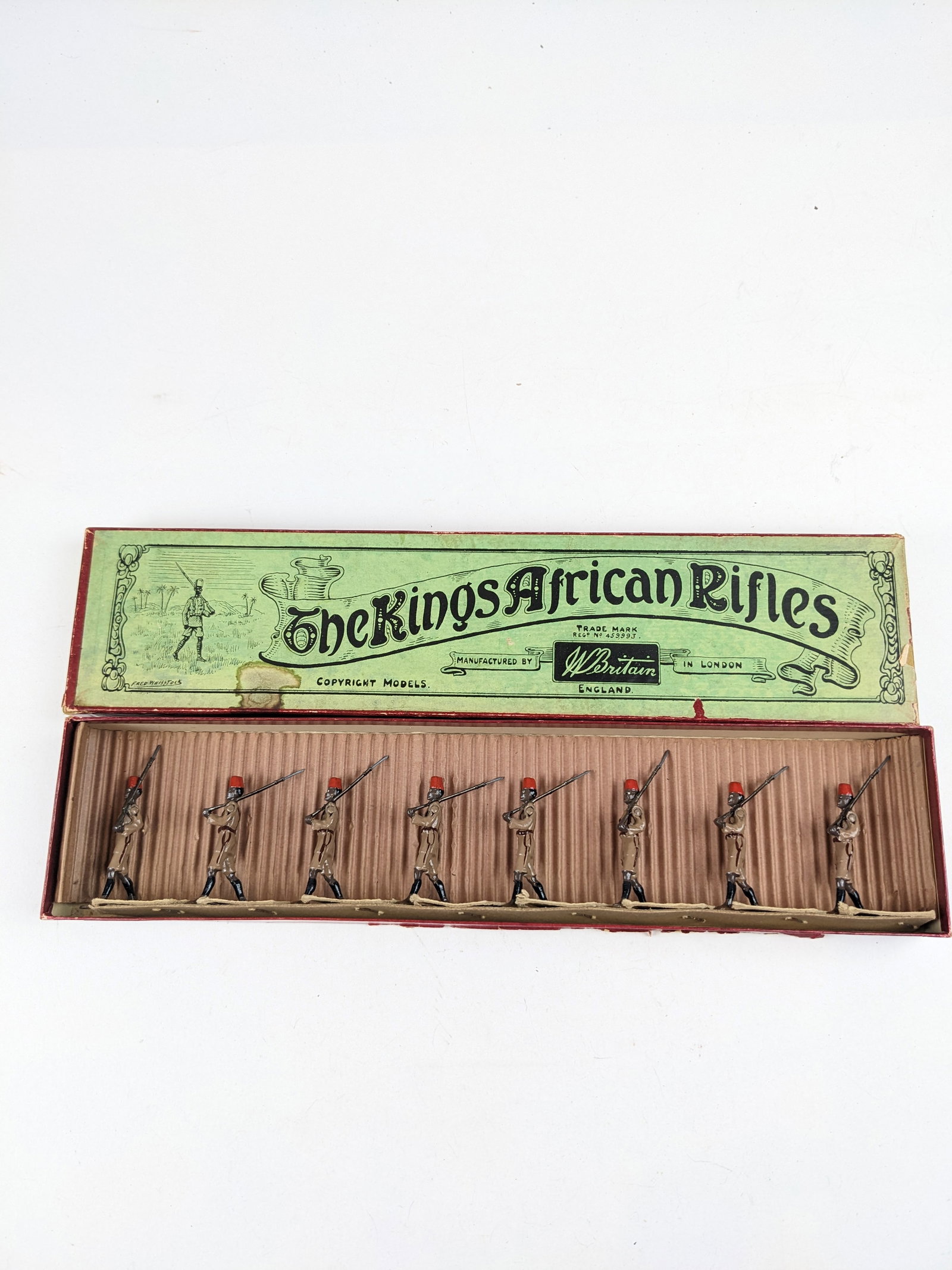 Britains #225 The Kings African Rifles Pre-War: 8 Pieces Condition Excellent Box Good