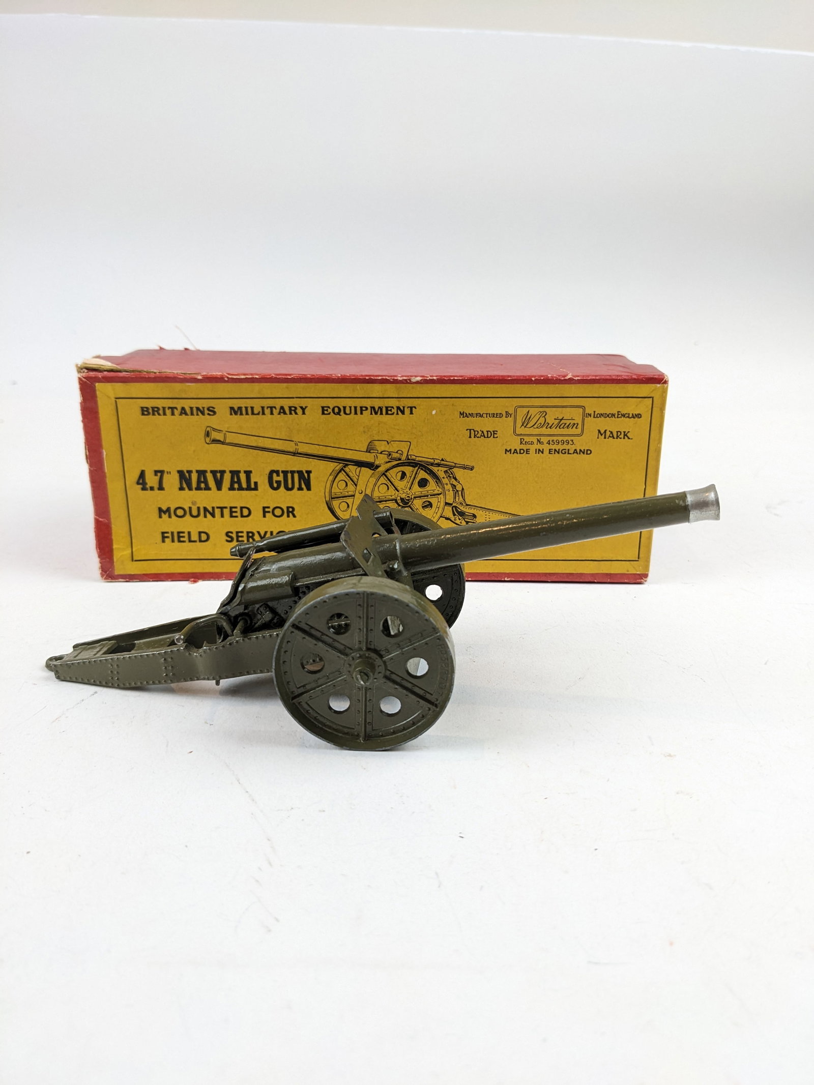 Britains #1264 4.7 Inch Naval Gun: 1 Piece Condition Very Good Box Good