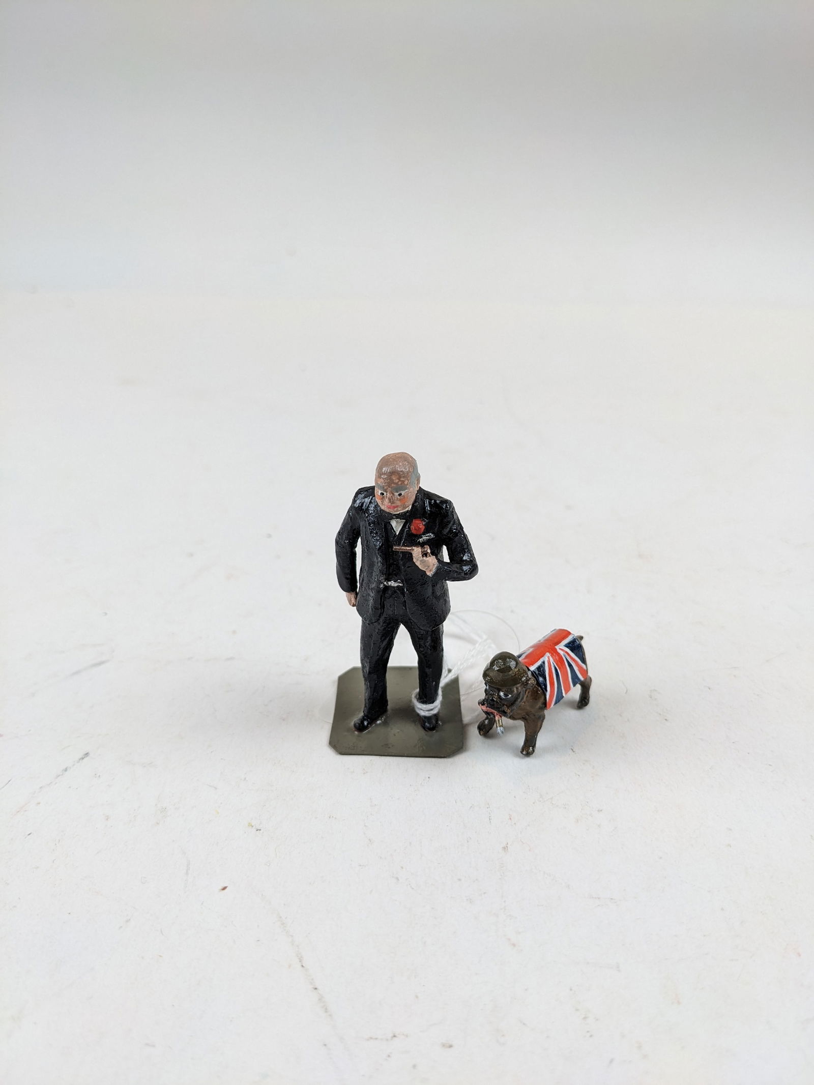 O'Brien Special Paint Winston Churchill: With Patriotic Bulldog. 2 Pieces Condition Excellent No Box