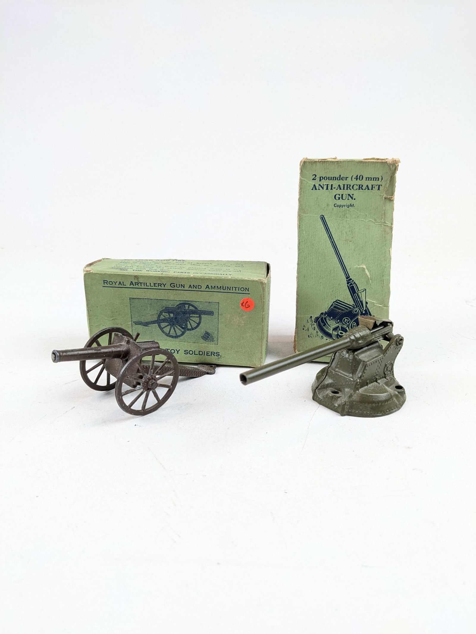 Britains #1263 Gun and 1715 A.A. Gun: 2 Pieces Condition Good To Very Good Boxes Poor