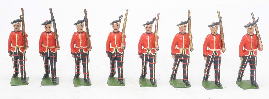 Britains set #1395, Kings Own Scottish Borderers: at the slope, very good, 8 pieces, (c. 1935)