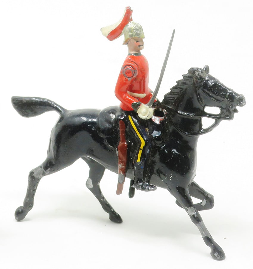 Britains set #1629, Canadian Strathcona's Horse,: at one time this set held the auction record for the most expensive single row set, very good; small hole in saddle, 1 piece, (c. 1938)